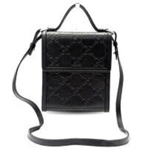 Gucci GG Embossed Leather Shoulder Bag Black